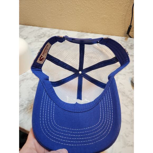 Mens CCA Headwear Blue White Fish Embroidered Logo Snapback Hat One Size - Picture 5 of 6